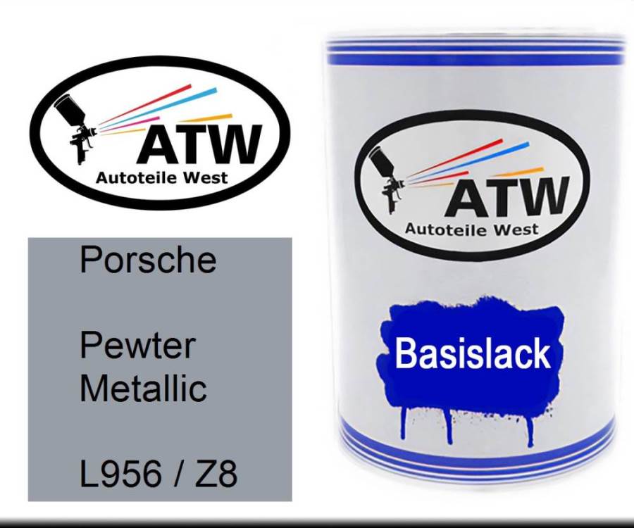 Porsche, Pewter Metallic, L956 / Z8: 500ml Lackdose, von ATW Autoteile West.